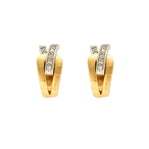 Boucles d'oreilles GUY LAROCHE - Boucles d'oreilles or jaune et blanc, diamants 58 Facettes 250081