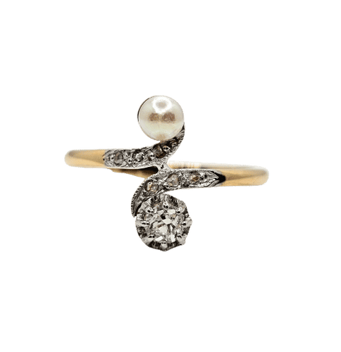 Bague 51.5 Bague Toi et Moi Diamants et Perle 58 Facettes 357