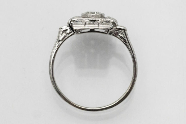 Bague 59 Bague géométrique ornée de diamants et de saphirs de style Art déco 58 Facettes 10728