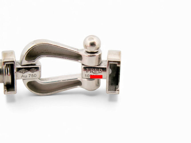 Bracelet bracelet FRED force 10 gm 0b0005 manille en or blanc 18k 2 cordons 58 Facettes 271113