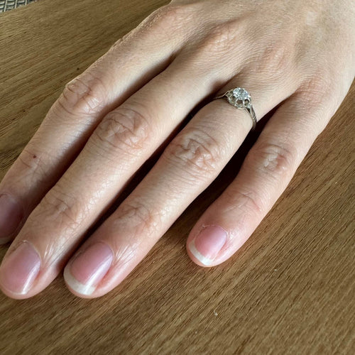 Bague 53 Bague solitaire or blanc diamant 0.45ct 58 Facettes