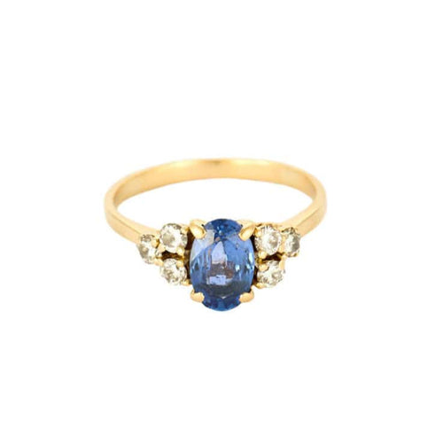 Bague 56.5 Bague or jaune, saphir et diamants 58 Facettes SMA0109