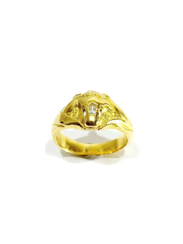 Bague 54 Bague tête de lion en or 58 Facettes