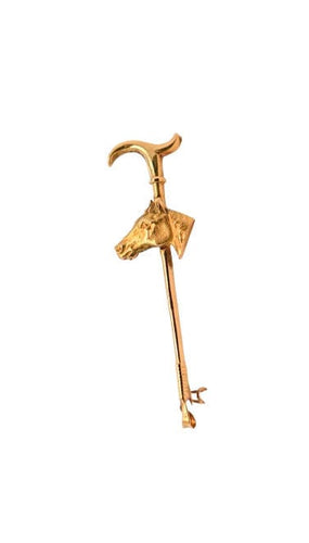 Broche Broche or jaune tête de cheval et fouet 58 Facettes