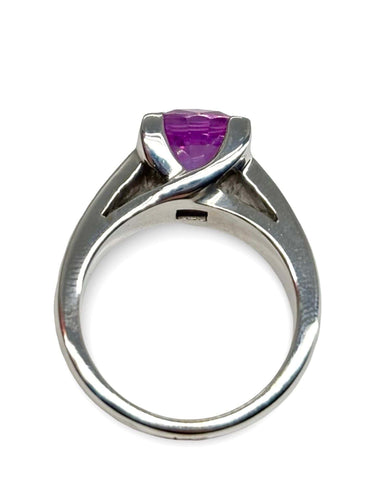 Bague 51 Bague or blanc et saphir rose 3 ct 58 Facettes 416