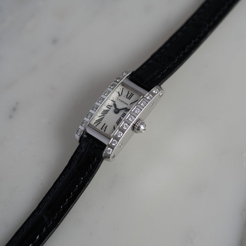 Montre CARTIER - Montre Tank Allongée Mini or blanc 58 Facettes