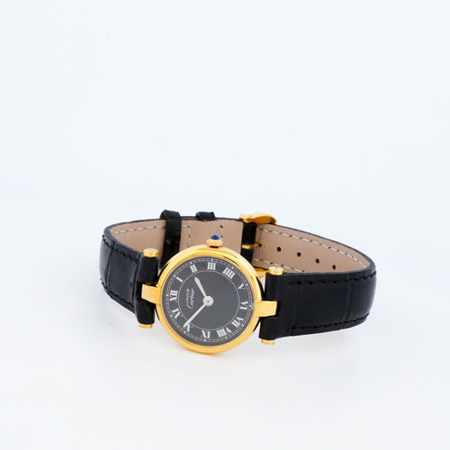 Montre Cartier Must Vendôme - Black roman dial - SM 58 Facettes