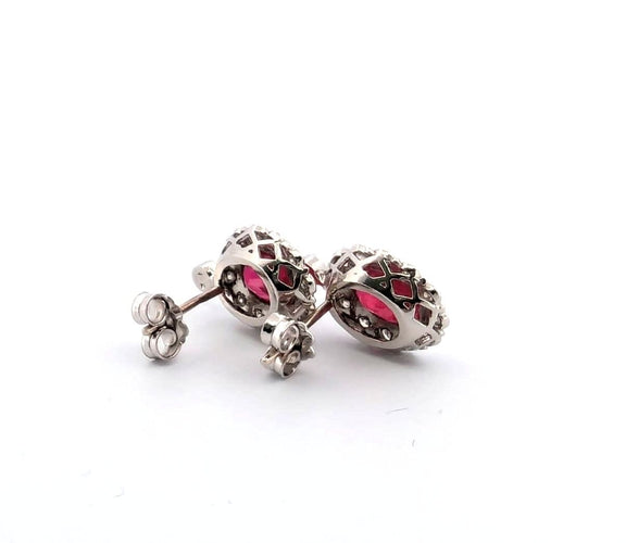 Boucles d'oreilles Boucles d'oreilles en platine avec rubis et diamants 58 Facettes
