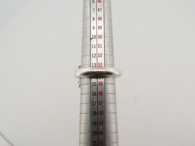 Bague 54 bague HERMES vif argent massif 925 14gr motif h t54 + boite  sterling 58 Facettes 267571