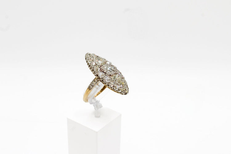 Bague Bague Marquise or jaune et platine 58 Facettes 240284