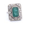 Bague 54 BAGUE PLATINE - ÉMERAUDE et DIAMANTS - DÉCO' 58 Facettes