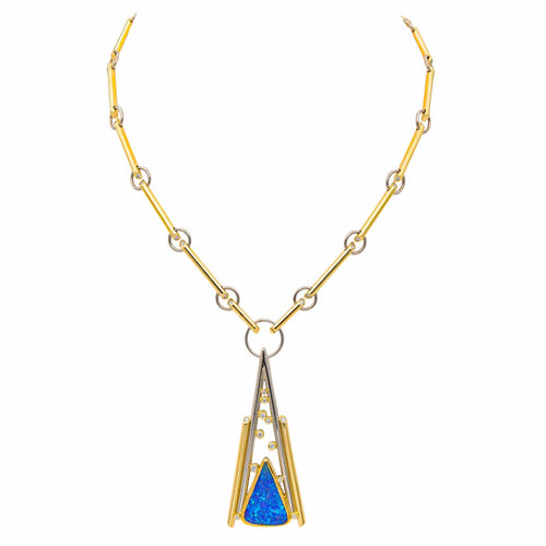 Collier Collier Or jaune, Or blanc Diamant, Opale 58 Facettes 578091CD