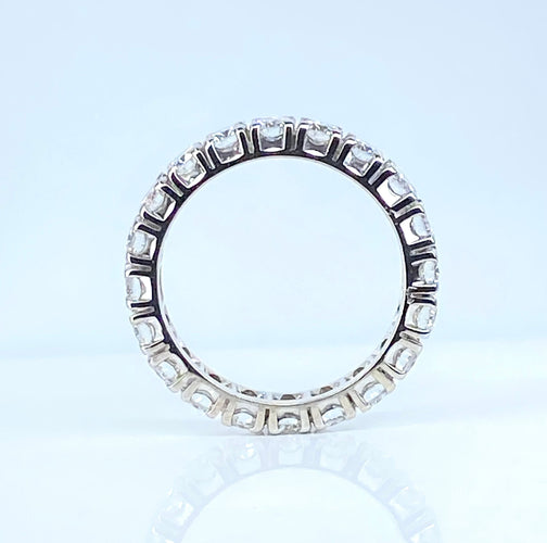 Bague 53 Alliance américaine or blanc, 20 diamants 2,30 carats 58 Facettes AB577