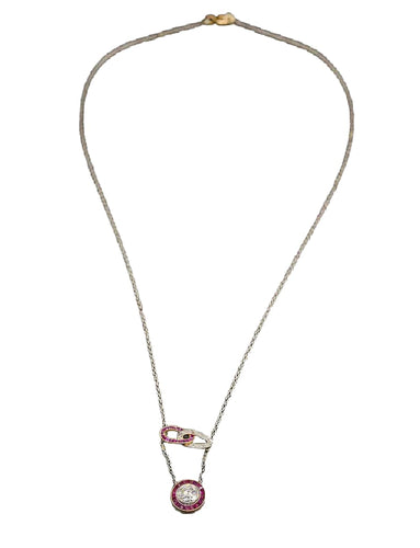 Collier Collier pendentif Art Déco diamant, rubis calibrés 58 Facettes A10447