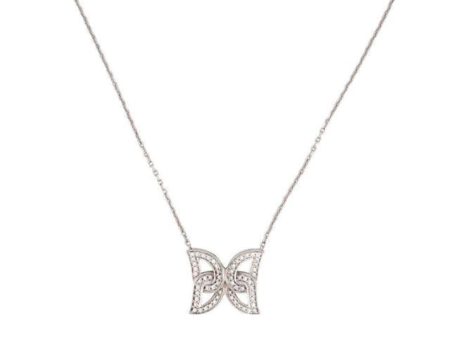 Collier collier pendentif papillon 58 diamants 0.35ct or blanc 18k 6gr 58 Facettes 266988