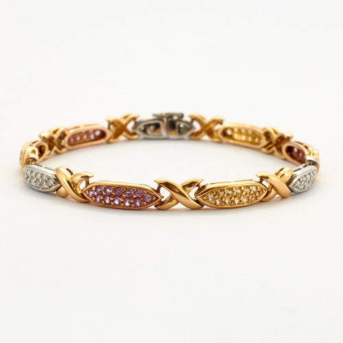 Bracelet Bracelet saphirs de couleurs et diamants or jaune 18k 58 Facettes 1