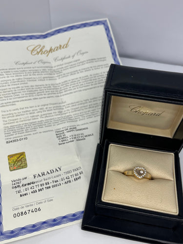 Bague 53 Bague Chopard Happy Diamonds or jaune et diamants 0,17 ct 58 Facettes 00069101