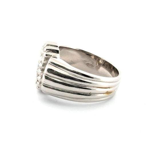 Bague 60 Bague en platine massif avec diamants centraux et diamants latéraux 58 Facettes