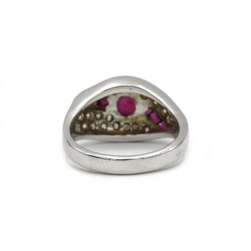Bague 52 Bague - Or blanc, rubis et diamants 58 Facettes 1078