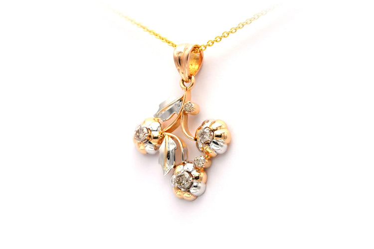 Pendentif Pendentif Art Nouveau en or blanc et rose serti de diamants 58 Facettes 20175