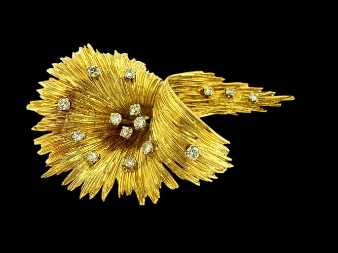 Broche Broche italienne Art déco en or jaune avec diamants 58 Facettes