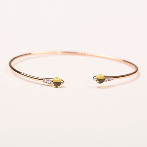 Bracelet POMELLATO-Bracelet jonc ouvert péridots diamants en or jaune 58 Facettes
