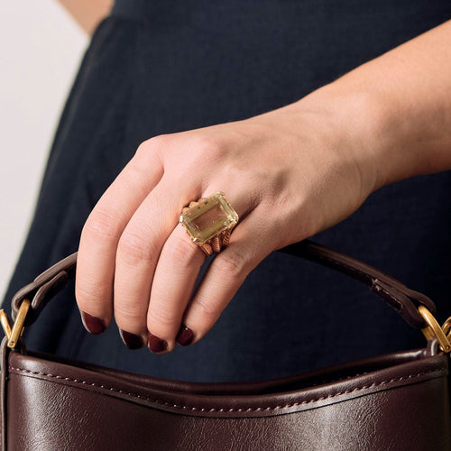 Bague Bague coktail en or jaune et citrine 58 Facettes LIS2377