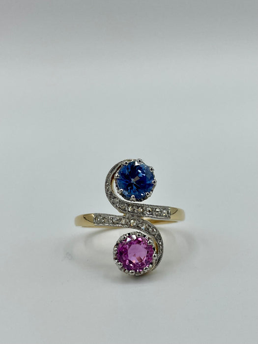 Bague Bague Toi & Moi saphirs rose et bleu 58 Facettes 3231141