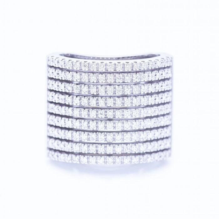 Bague 54 Bague pavée en or blanc et diamants 58 Facettes N102922EJ