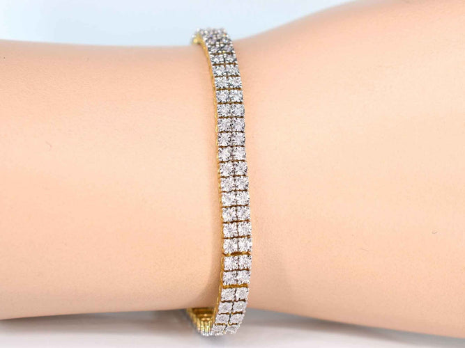 Bracelet Bracelet de tennis en or avec 2 rangées de diamants de 1,50 carat 58 Facettes 2148