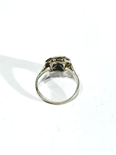 Inel Art Deco Aur alb și diamant