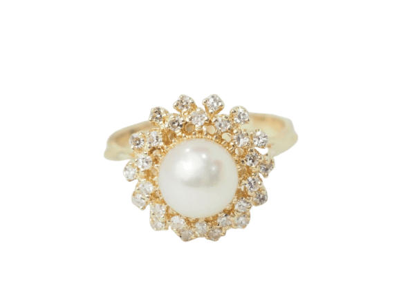 Bague 53.5 Bague vintage perle de culture et diamants 58 Facettes 33538