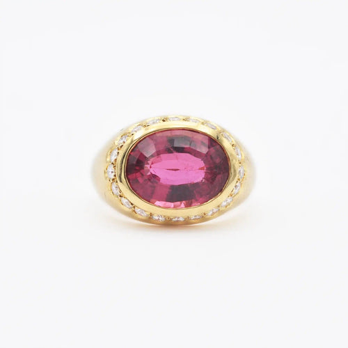 Bague Bague en or jaune avec rubellite et diamants 58 Facettes 16915