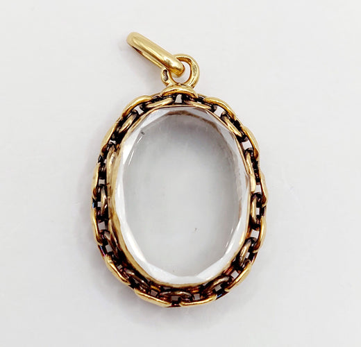Pendentif Pendentif porte-photo reliquaire en or 18k et cristal de roche facetté 58 Facettes A06558