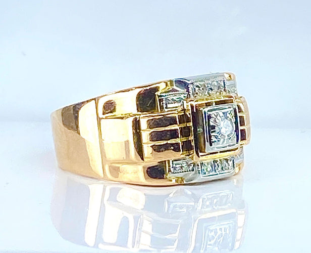 Bague 52 Bague Tank en or jaune et diamants 58 Facettes AB652