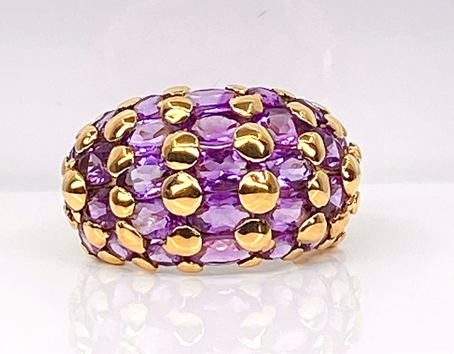 Bague 51 Bague en or jaune 18 carats sertie de 29 améthystes 58 Facettes AB550