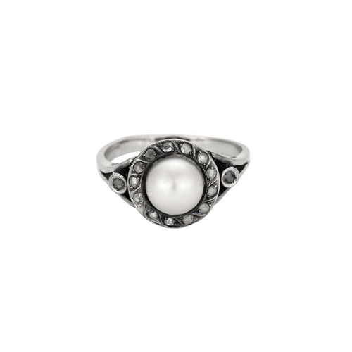 Bague 50 Bague en Or blanc 18k Perle 58 Facettes RAM2860