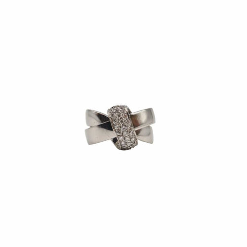 Bague 54 Bague or blanc sertie de diamants 58 Facettes
