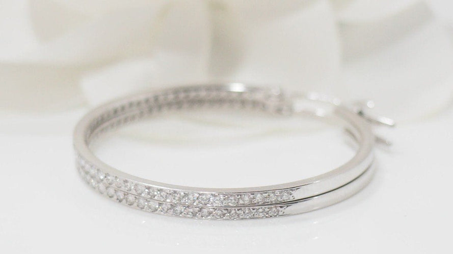 Boucles d'oreilles Créoles En Or Blanc Et Diamants 58 Facettes 31740