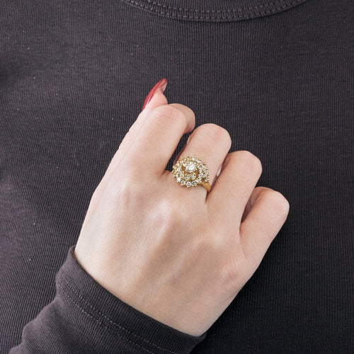 Bague 52 Bague Tourbillon Or Jaune Diamants 58 Facettes