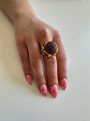 Bague 52 GUCCI - Bague cocktail or jaune et rubis 58 Facettes 167555J8L208060