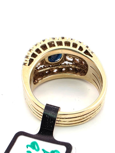 Anello oro giallo con zaffiro centrale e diamanti 58 Facettes