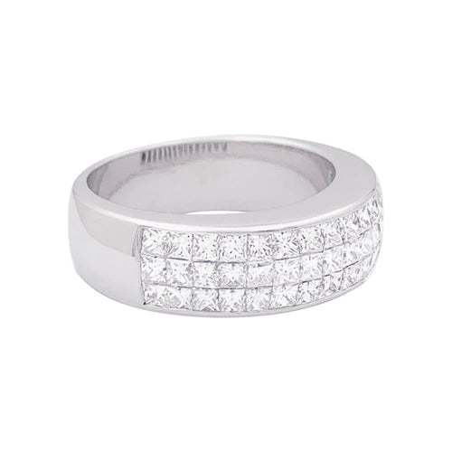 Bague 53 Bague pavage or blanc, diamants princesse. 58 Facettes 33993