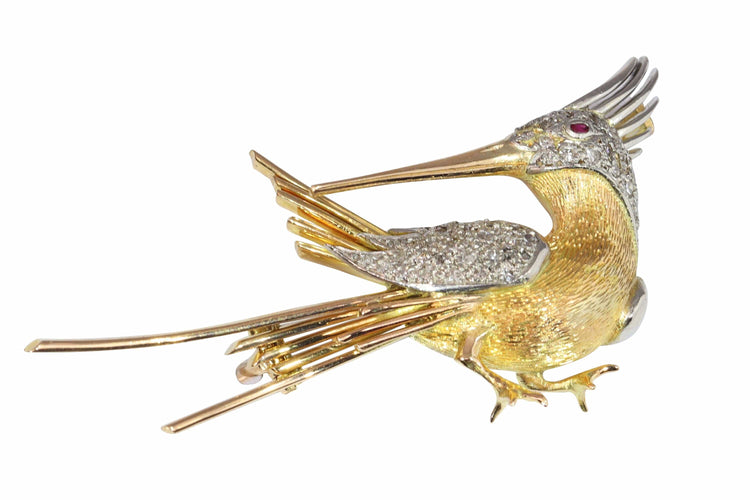 Broche Broche colibri vintage des années 50, un vol fantaisiste du milieu du siècle 58 Facettes 25115-0242