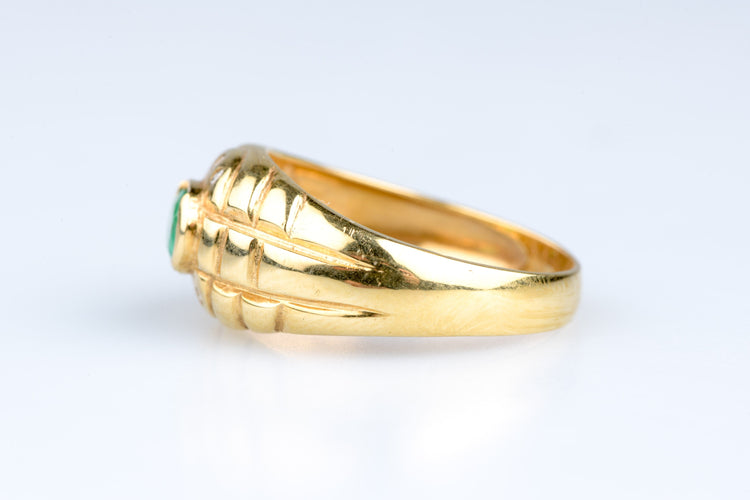 Bague 53 Bague gypsy vintage en or jaune, émeraude ovale & diamants 58 Facettes 413151299-107