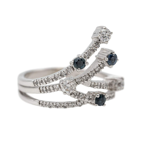 Bague 55 Bague Or blanc Diamant, Saphir 58 Facettes 3230381CN