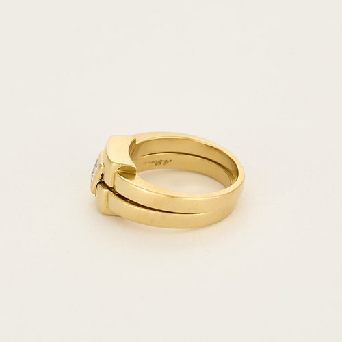 Bague 53 A.ROURE - « CHUT….JE T'AIME » - Bague ouvrante or jaune et diamant princesse 58 Facettes SQU3641