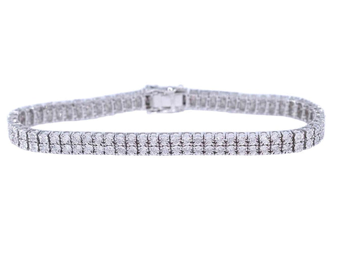 Bracelet Bracelet tennis en or blanc avec 2 rangées de diamants 58 Facettes 2020
