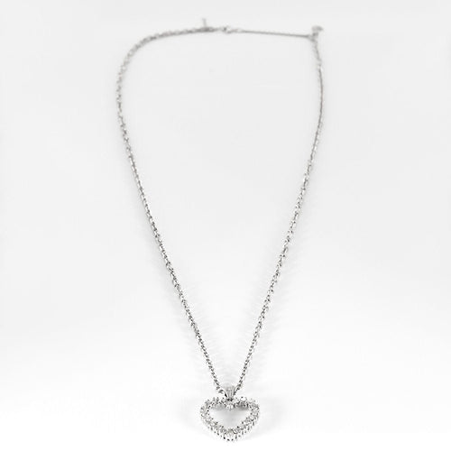 Collier Collier et pendentif "Coeur" en or gris et diamants 58 Facettes COMP1307