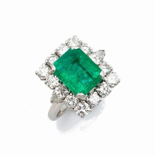 Bague 53 Bague émeraude de Colombie "Merveilleuse" - platine, diamants et émeraude - certifiée 58 Facettes 227